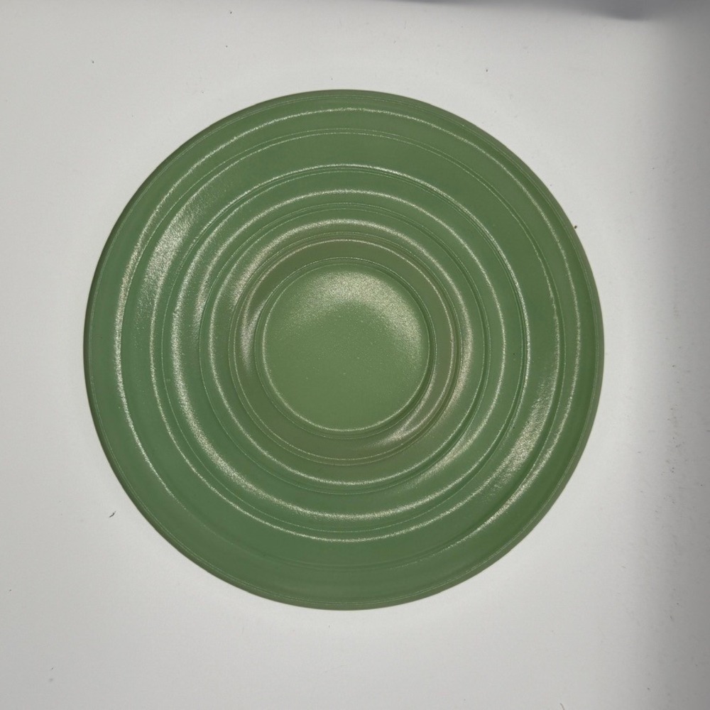 Hazel-Atlas Green Milk Glass Moderntone Cup and Saucer Set Vintage Art Deco - Picture 11 of 13
